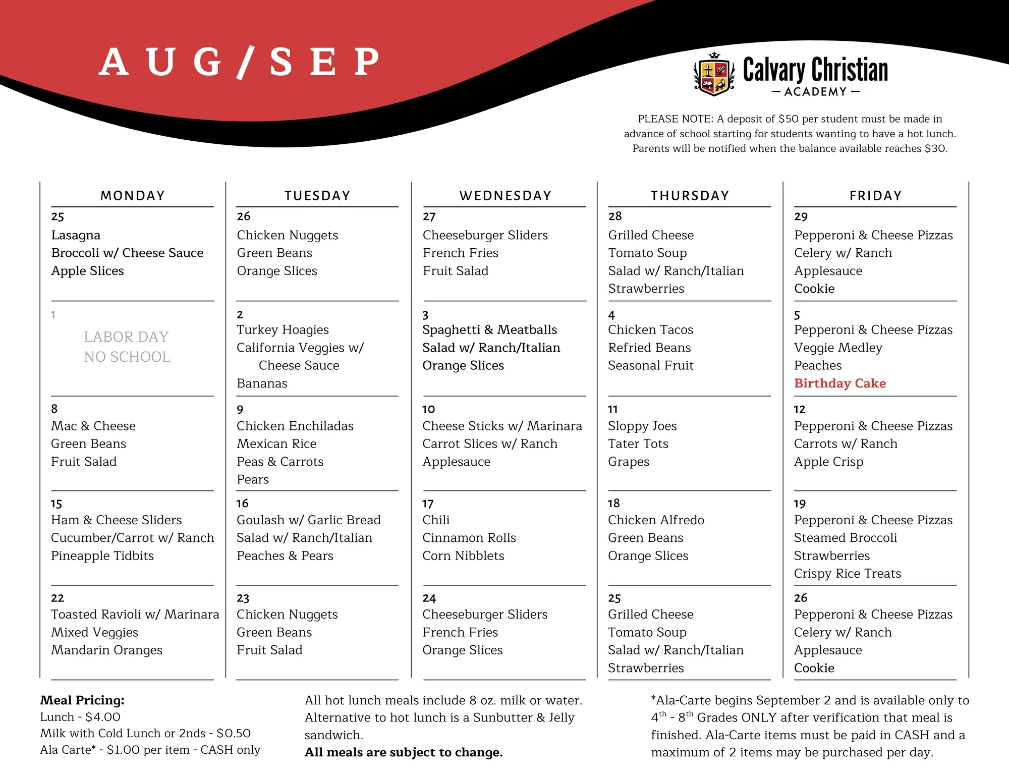 Lunch Menu